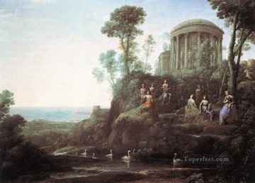  Musa Pintura - Apolo y las musas en el monte Helion Parnassus paisaje Claude Lorrain arroyo
